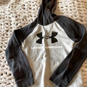 Boys under armor, gray, and black hoodie